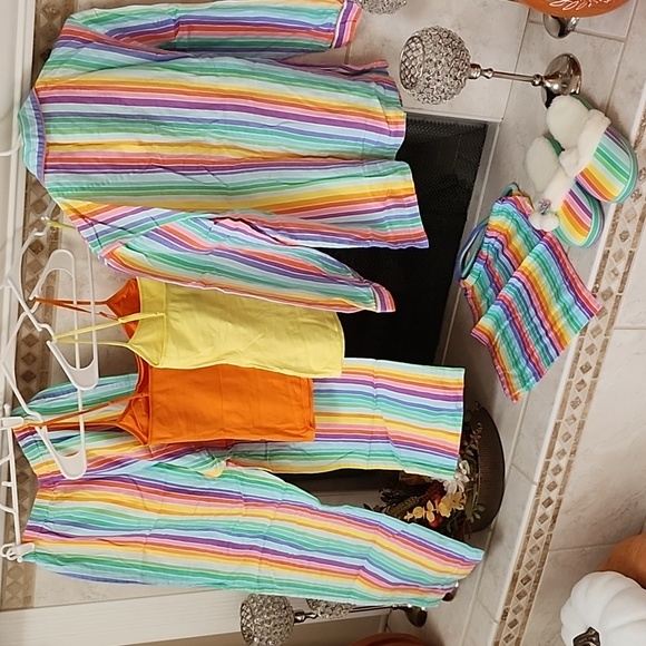 ๐งก๐ VICTORIA'S SECRET Flannel Orange/Yellow STRIPED Pajama Set ๐๐งก - Picture 12 of 16